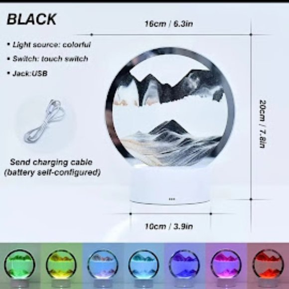 COLOR CHANGING QUICKSAND PAINTING HOURGLASS IN MOTION TABLE LIGHT - Picture 3 of 5